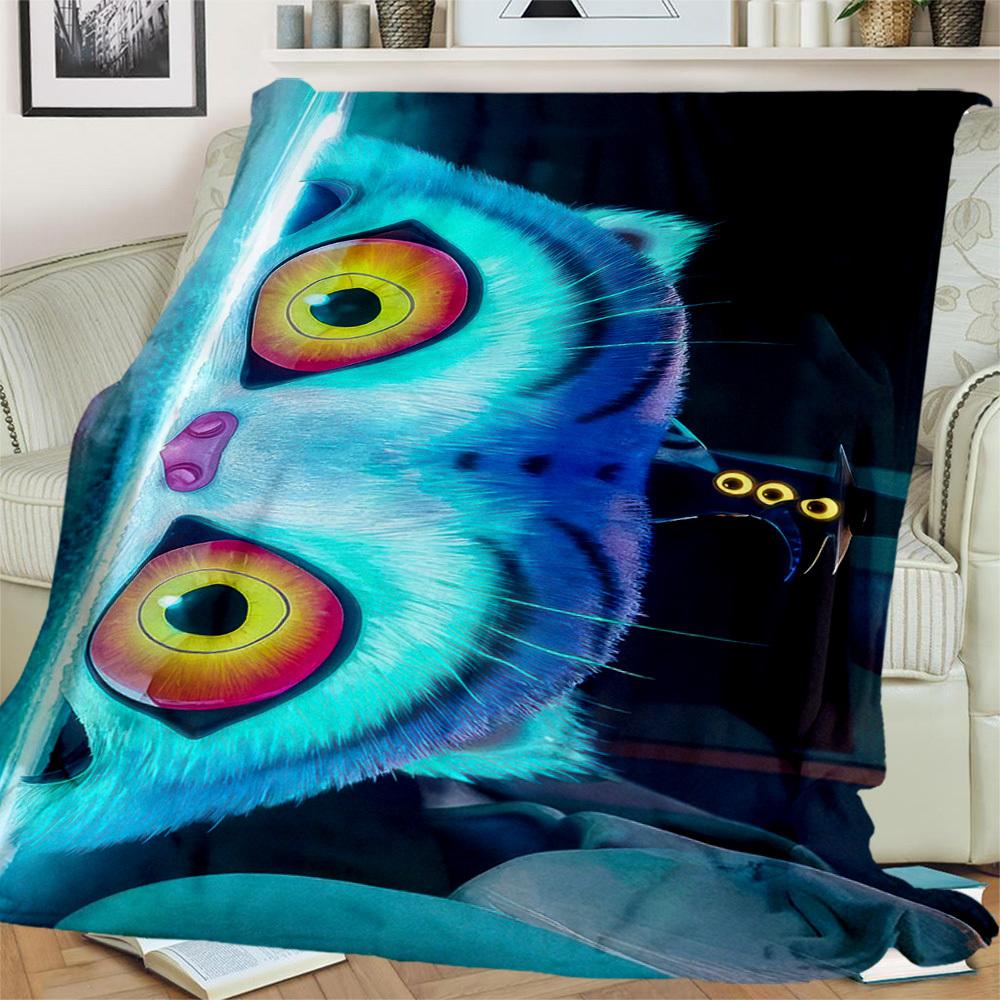 1Pc Demon Hunters Tiger Print Flannel Blanket, Comfortable for All Seasons, Home Decor, Warmth and Comfort, Perfect for Christmas Gifts821063