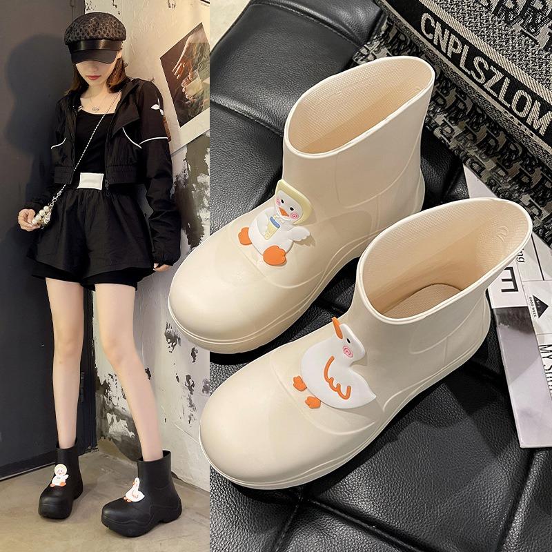 Duck Rain Shoes Women Wear Ashi Brother Mona Cute Non-slip Water Shoes Fashion Ugly Cute Rain Boots Platform Rubber Shoes