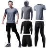 Running Wear Set Compression Wear Sports Parka Training Wear Long Sleeve Short Sleeve Compression Inner Half Pants Tights 5 Piece Set Gray 02 Men's