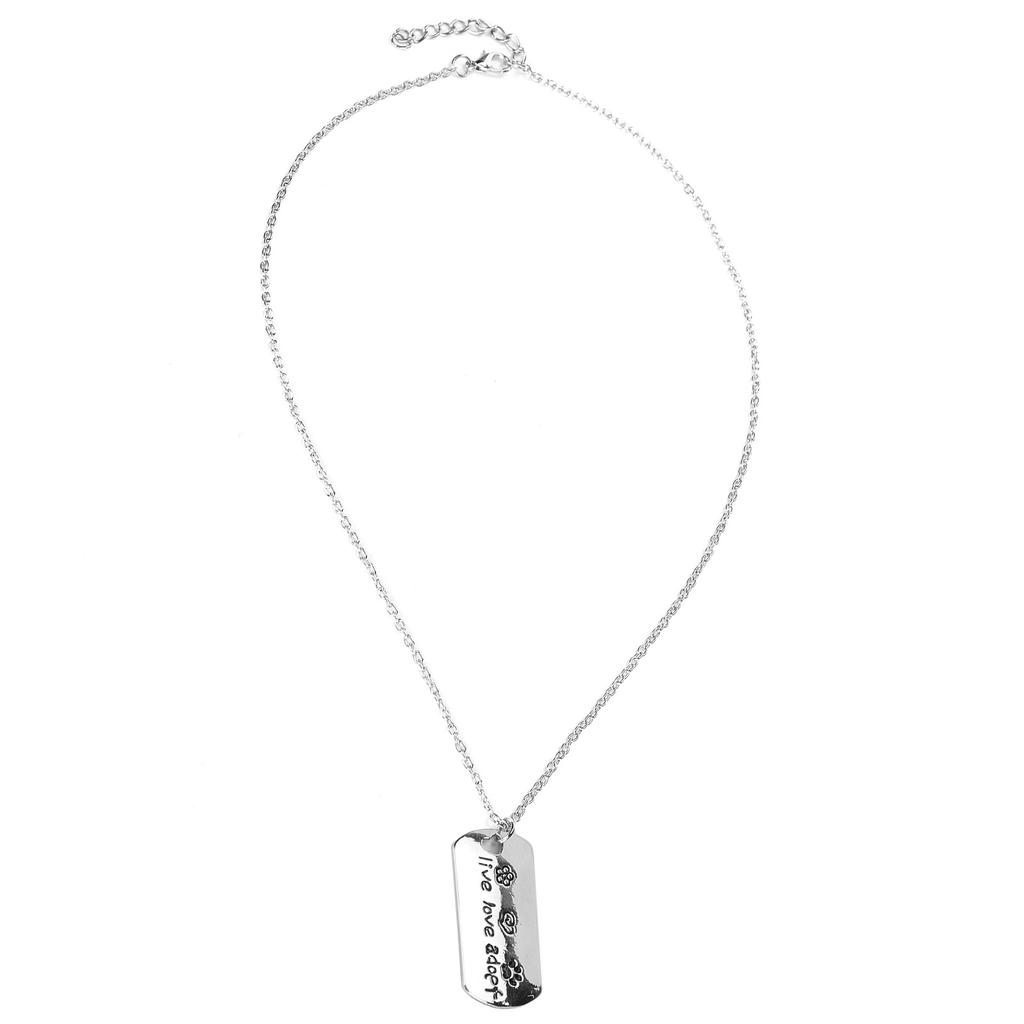 Necklace Pet Memorial Silver Color Paw Print Pattern Keepsake Pendant Alloy Punk Chain