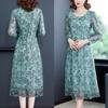 Autumn 2025: Elegant Embroidered Lace Dress with Round Neck