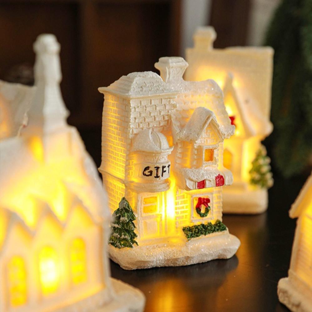Новые рождественские огни для деревни, светящийся домик, светодиодные огни, светящийся набор белых рождественских домиков для рождественского домашнего интерьера