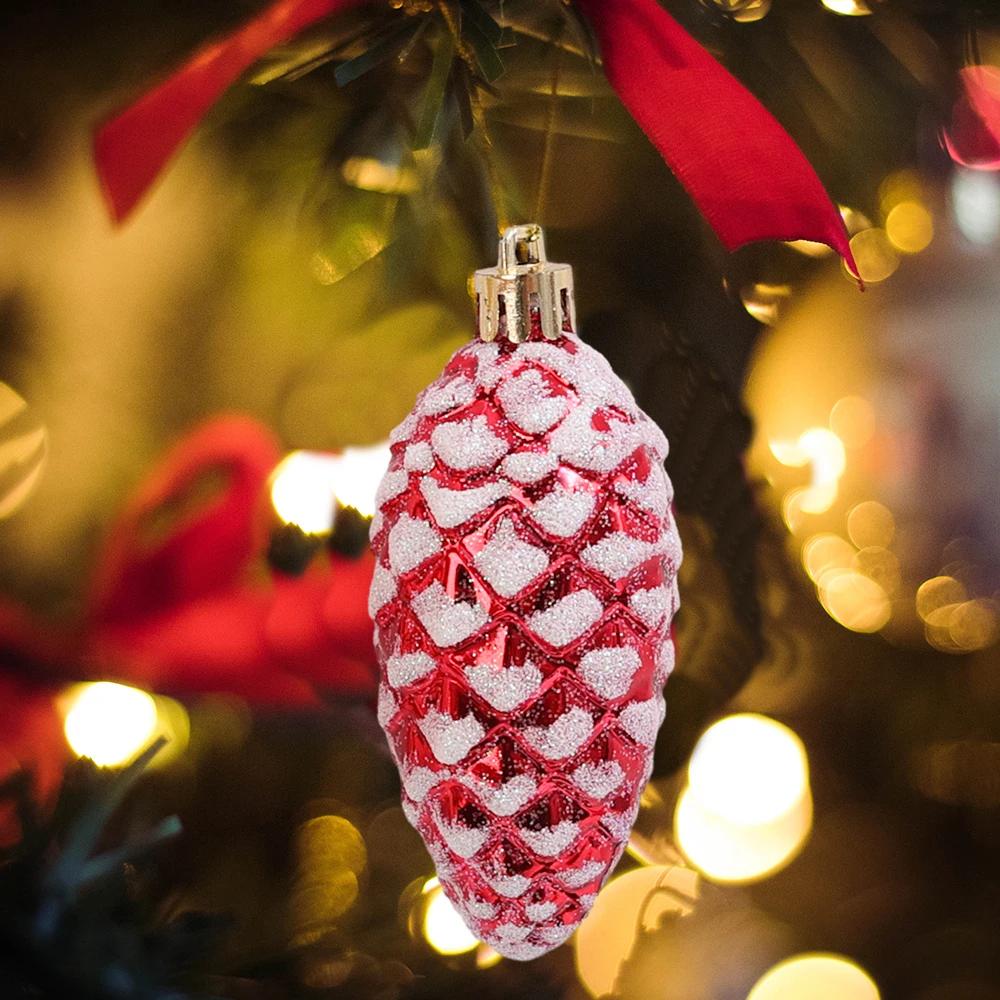 5Pcsbox Christmas Ball Ornaments Pine Nuts Ball Decor Christmas Tree Hanging Pendant Xmas New Year Party Garden Decor Supplies