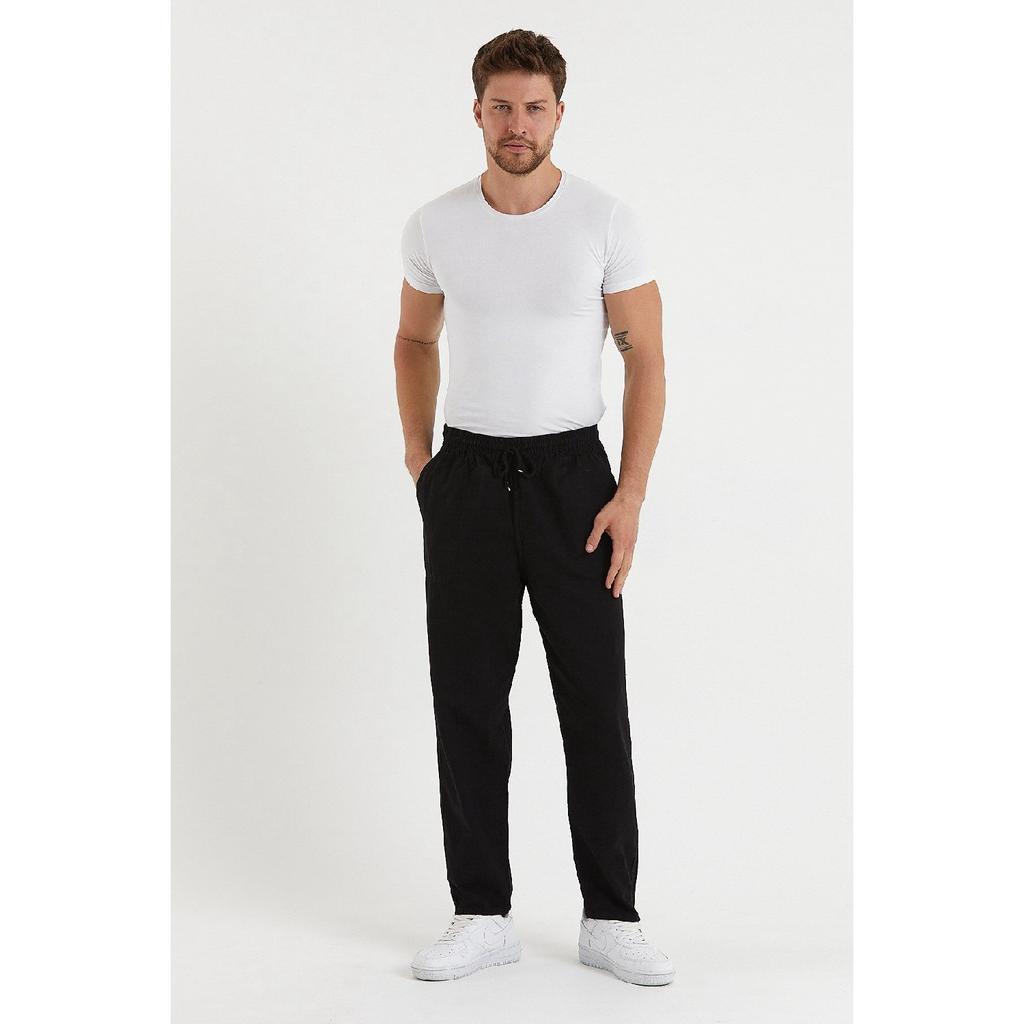 Черные мужские льняные брюки 1480