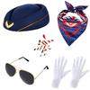 Gloves Scarf Women's Stewardess Costume Dress Up Flight Attendant Hat  Stage Performance