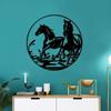 1pc Metal Wall Art Farmhouse Running Horses Sculptures Vintage Iron Art Silhouette Wall Decoration Wall Sticker Hanging Wall Art