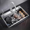Brushed Stainless Steel Kitchen Sink with Large Single Basin and Three Holes