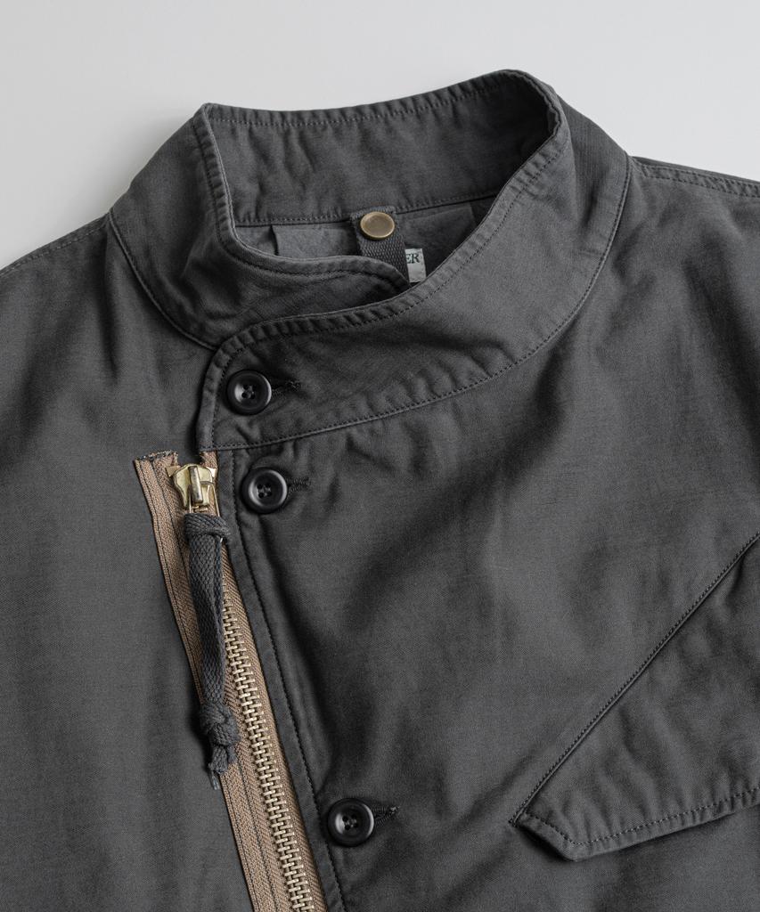 BEHEAVYER Dyed Motorcycle Field Coat Graphite