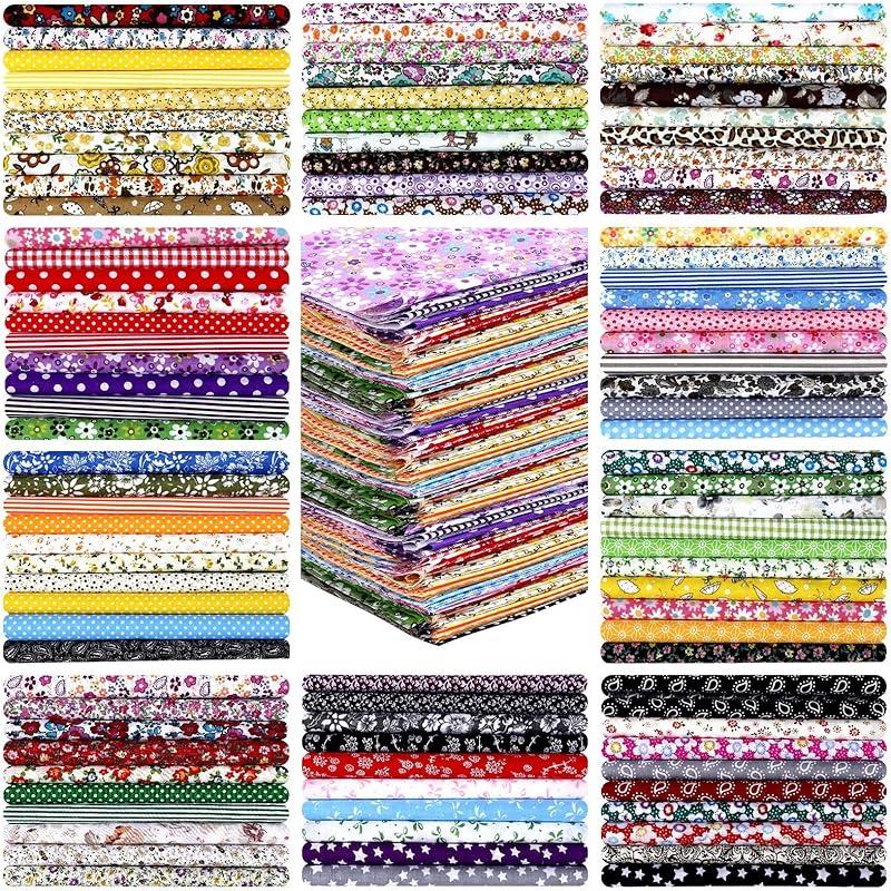 Irenare 100 шт. 8 x 8 дюймов Рождественские наборы тканей Fat Quarters Санта-Клаус Вырезанные квадраты из ткани Рождественская елка Снеговик Печатный для шитья
