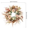 Cream Coffee Color Wreath for Front Door Handmade Artificial Floral Wreath with Bright Blooms and Foliages for Decors