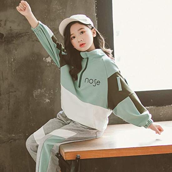 Длинный верх и низ спортивный корейский стильный L01 [ANGELCITY] Джерси, Детская одежда, Толстовка для девочек, Рукав, Комплект, Комплект из 2 предметов, Простой, Одежда,