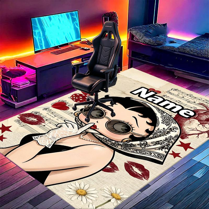 Custom Name Personalized Betty Boop Print Carpet, Versatile Home Decor Rug, for Playroom, Apartment, Balcony, Entryway, Hallway Gift