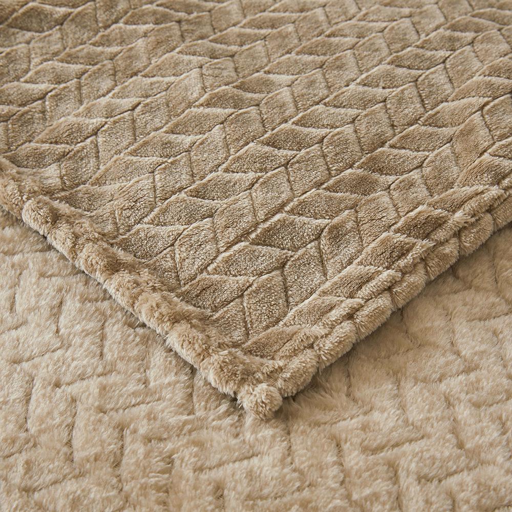 Wheat Ear Jacquard Coral Fleece Blanket - Thickened Flannel Throw for Air Conditioning or Gift