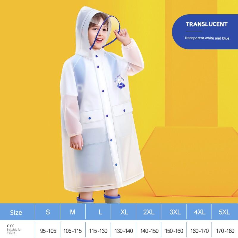 Children's Raincoat for Boys and Girls, Thickened Waterproof Transparent Raincoat for Primary School Students, Special for School Use, with Backpack