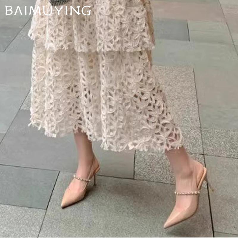 Женские туфли на высоком каблуке с кристаллами, элегантные босоножки с острым носком, туфли-лодочки Singback, тренд 2025 года, новые шлепанцы, туфли для вечеринок, женская обувь