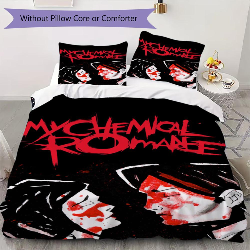 My Chemical Romance Anime Pattern Bedding,Quilt Set Quilt Cover Pillowcase Home Birthday Gift (1*duvet cover+2*pillowcase,without core)ZSJT0917390