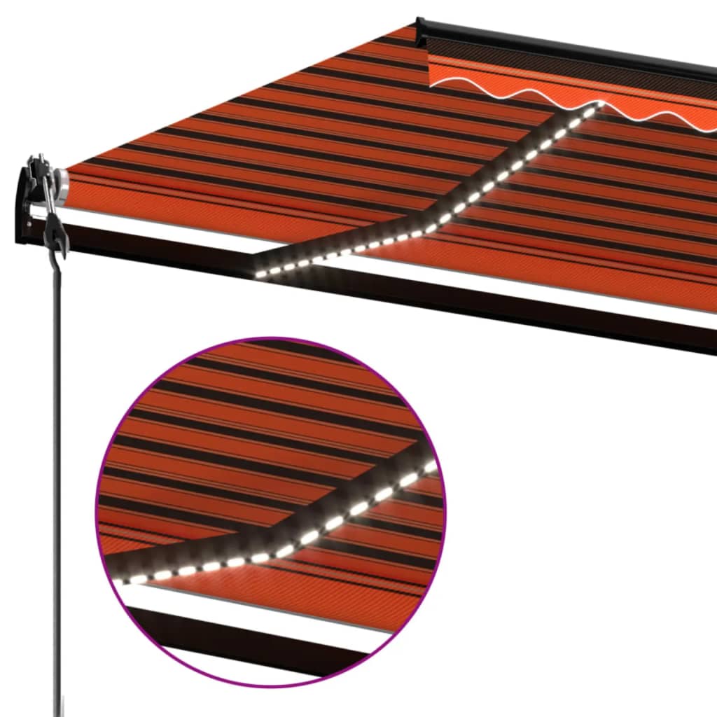 Automatic Awning with LED & Wind Sensor 450x300 Orange Brown