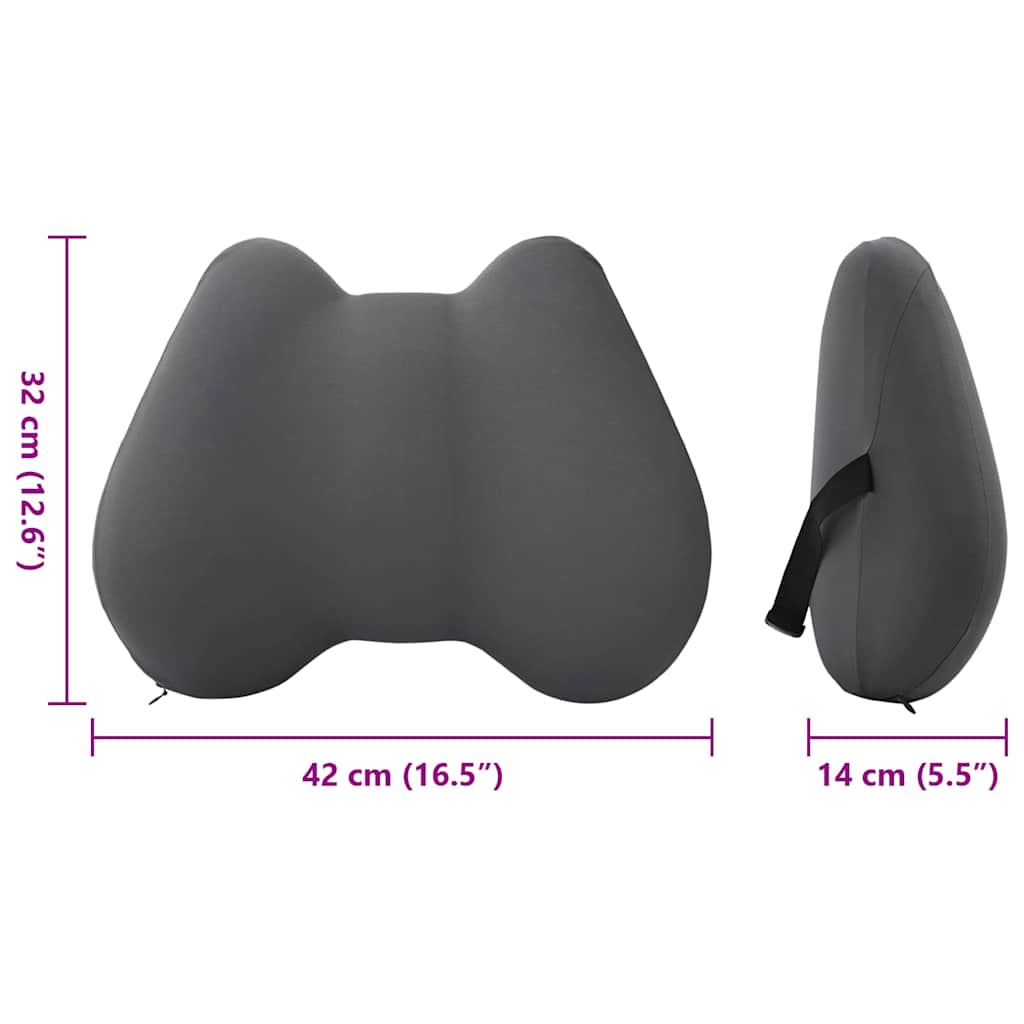 Back Support Pillow Gray Memory Foam 40 x 32 x 14 cm