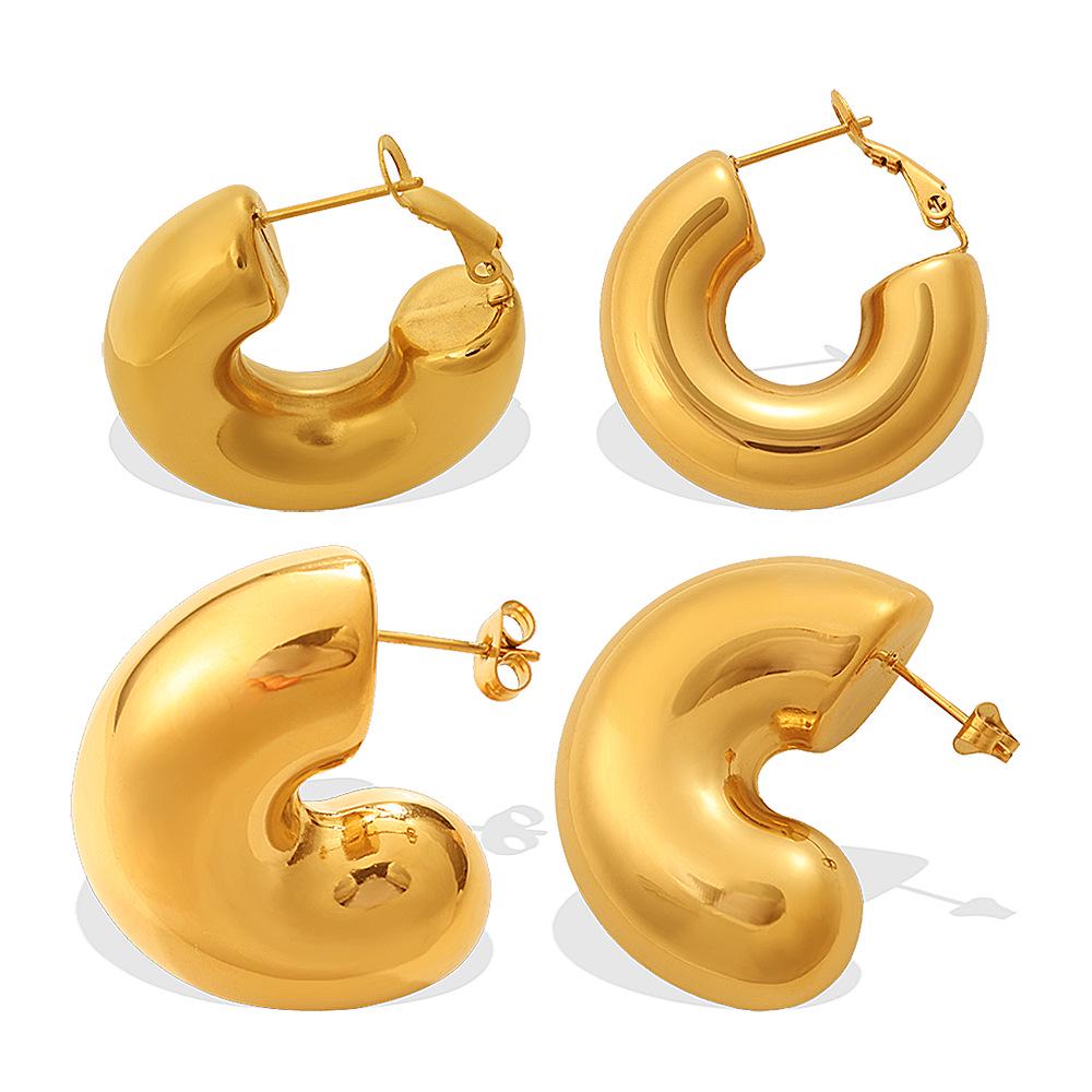 Стильные геометрические металлические серьги-полукольца