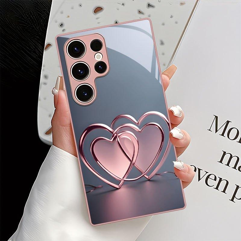Double heart pattern phone case for Samsung Galaxy S26 S25 S24 S23 S21 S20 fe/plus/Ultra anti drop back cover