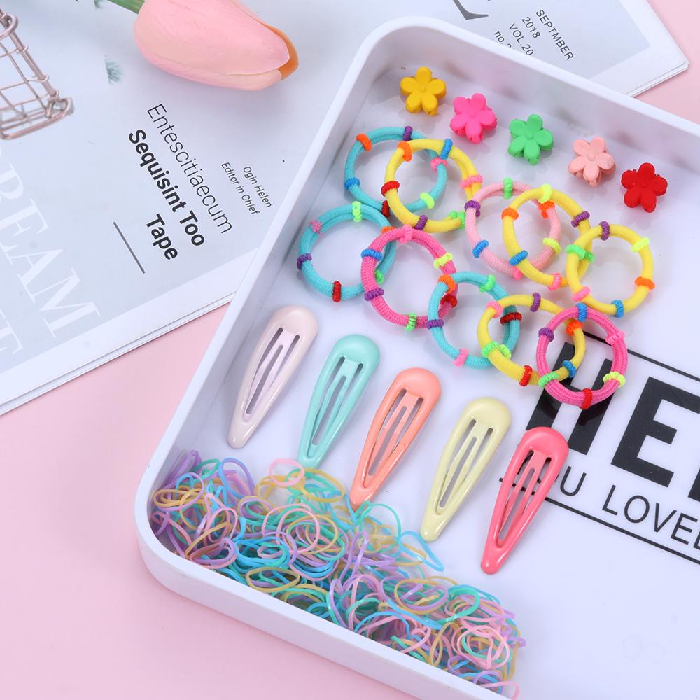 220PCS/Set Candy Color Kids Girls Gifts Hairpin Hair Clip Hair Rope Accessories