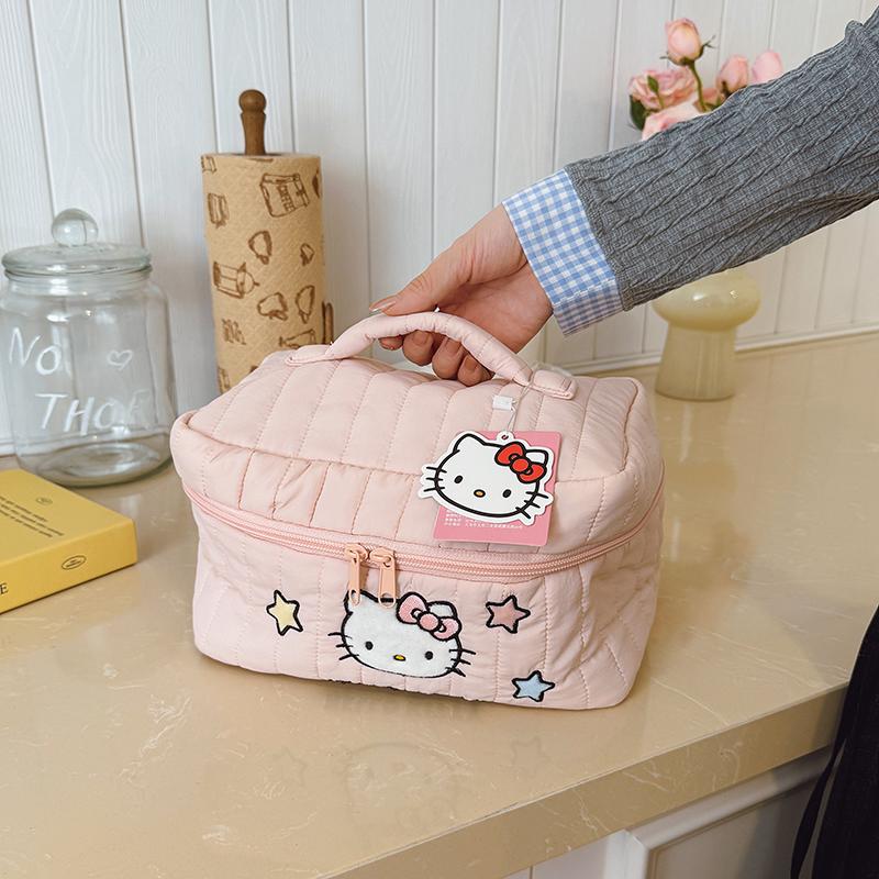 Sanrio Hello Kitty Tote Bag Sweet Cute Fashion Versatile High-Value Student Convenient Nylon Travel Storage Bag Women bags White Blue Pink 3101-1328-1