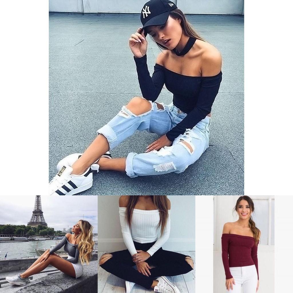 Женский кроп-топ Mode Femme с глубоким вырезом и длинными рукавами - стильный комфорт премиум-качества