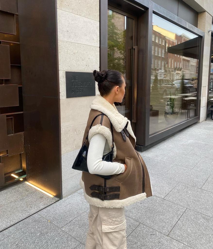 Женский жилет из меха верблюжьей шерсти в европейском стиле, осень 2023 г.