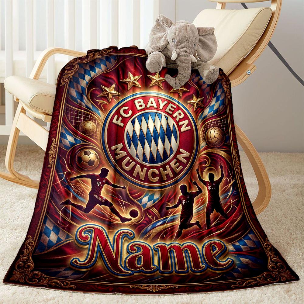 Bayern Munich Celebration Personalized Text Blanket Gift Customizable Blanket Warmthful Decor for Home Decor Office Nap Bedding for All Occasions