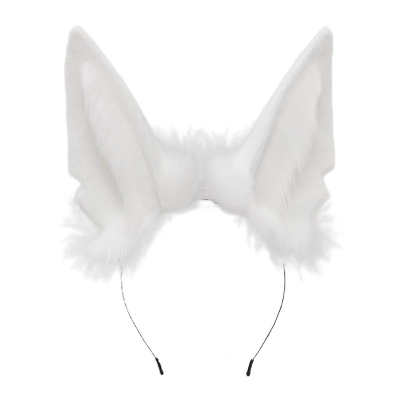 Cosplay Furry Animal Wolf Ears Hair Hoop Lolita Costume Cosplay Long Fur Headpiece for Halloween Party Decoration
