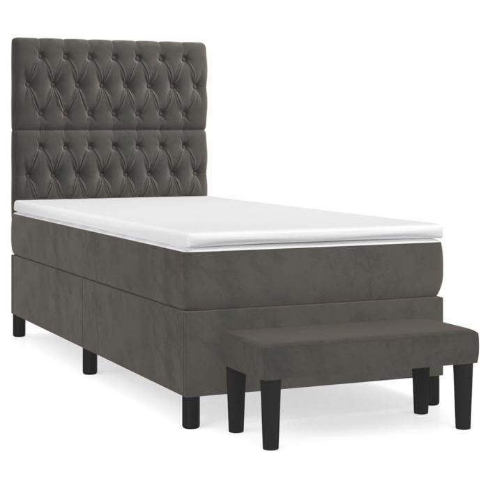 Sommier à lattes avec matelas - Maison Exclusive - 100x200 cm - Tête de lit réglable - Gris foncé