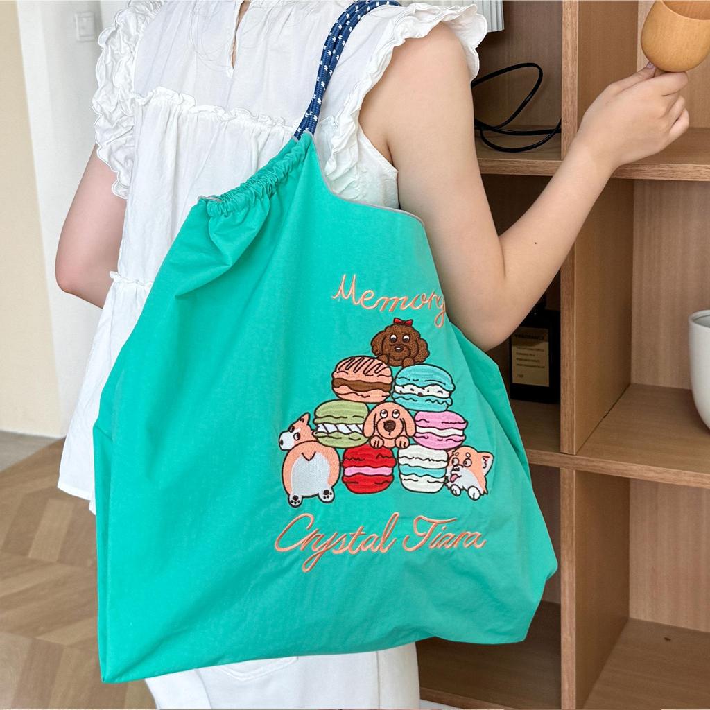 Нейлоновая сумка-тоут кроссбоди в японском стиле с вышивкой шиба-ину – Вместительная универсальная наплечная сумка для женщин.