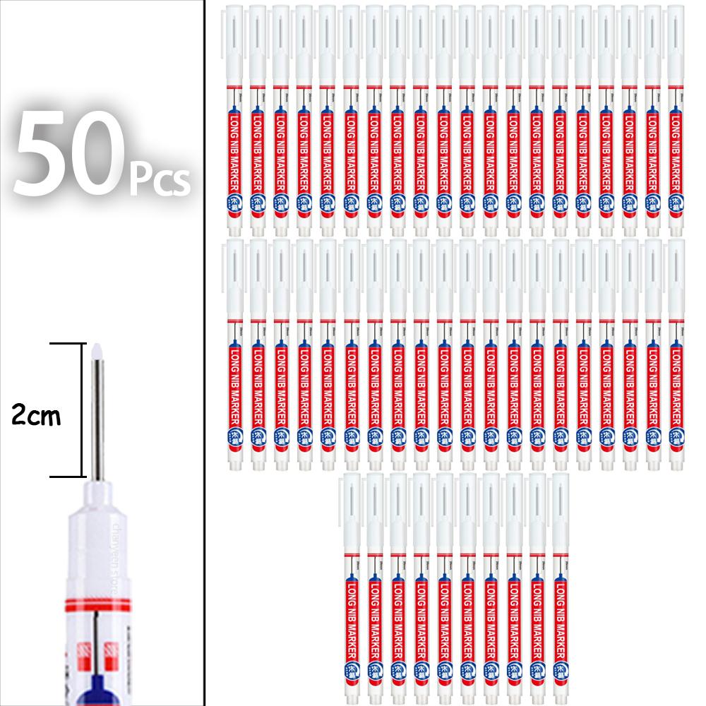 5-50Pcs 2cm Waterproof Long Head Markers Deep Hole Marker Pen White/Red/Black/Blue/Green for Metal Carpenter Woodworking Tools