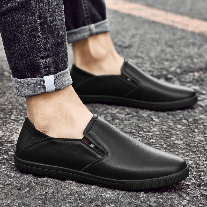 Fashion Autumn Luxury Brand White Loafers Overfoot Men Genuine Leather Shoes Comfortable Breathable Casual Shoes Fashion Moccasin Shoes
