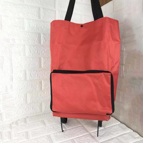 Folding Shopping Cart Trolley Bag with Wheels Large Capacity Foldable Design Waterproof Shopping Bag Portable Hand-Pulling Grocery Bag