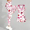 Комплект для йоги с принтом в виде сердечек для женщин, модные леггинсы для тренировок, фитнес, спорт, повседневный набор для йоги, спортивный костюм, эксклюзив ко Дню святого Валентина