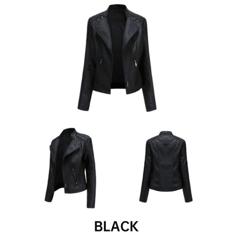 Женская осенне-зимняя кожаная куртка, модная повседневная приталенная мотокуртка, стильная байкерская куртка, мотоциклетная одежда для женщин