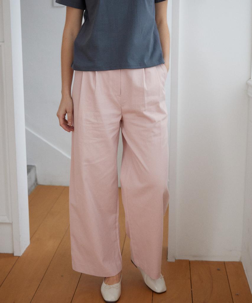 WIOE Pintuck Cotton Wide Pants_Pink