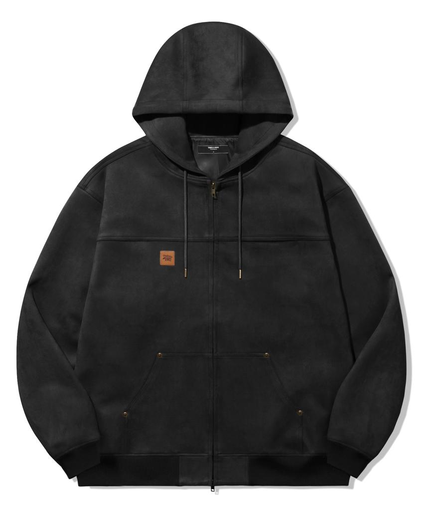Толстовка на молнии с замшевой нашивкой Trillion Leather Patch_Черная