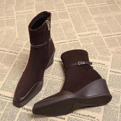 Ботильоны на танкетке для женщин Дизайнерская обувь на каблуке Зимняя мода Ботинки челси Новые для ходьбы Элегантные Платье Вечеринка Mujer Botas
