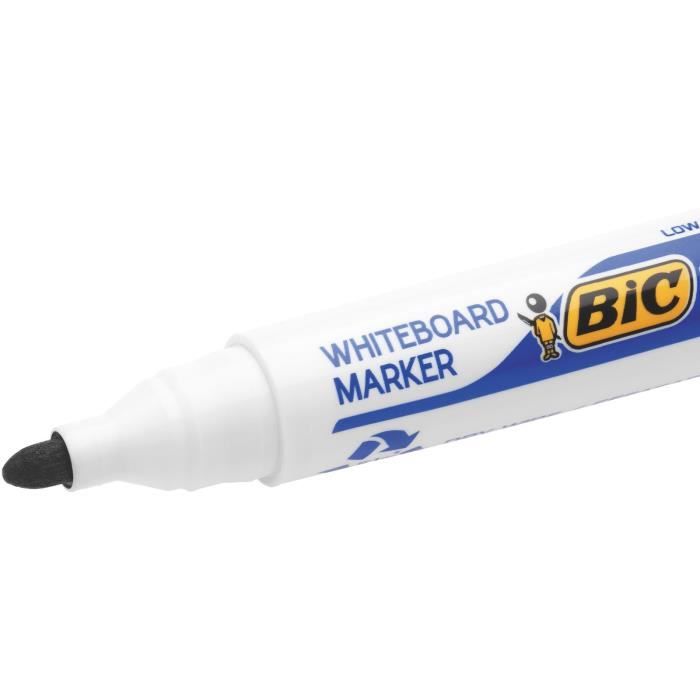 BIC Velleda 1701 ECOlutions Feutres pour Tableau Blanc Effaçables à Sec à Pointe Conique Moyenne -Blister de 4