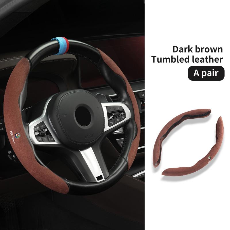 Suede Anti-slip Car Steering Wheel Covers Decorative Accessories For Alfa Romeo 159 Giulietta Giulia 147 Mito 156 159 166 GTxya563