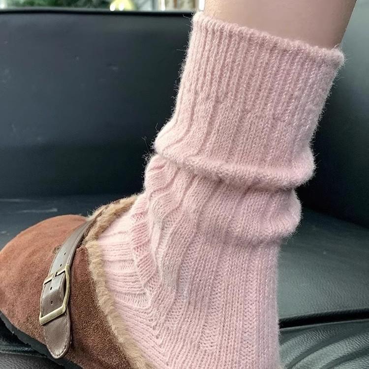 Thick Thread Wool Socks Pink Pile Socks Season Mid-Leg Socks Warm Thickened Fleece Winter Cashmere Stockings