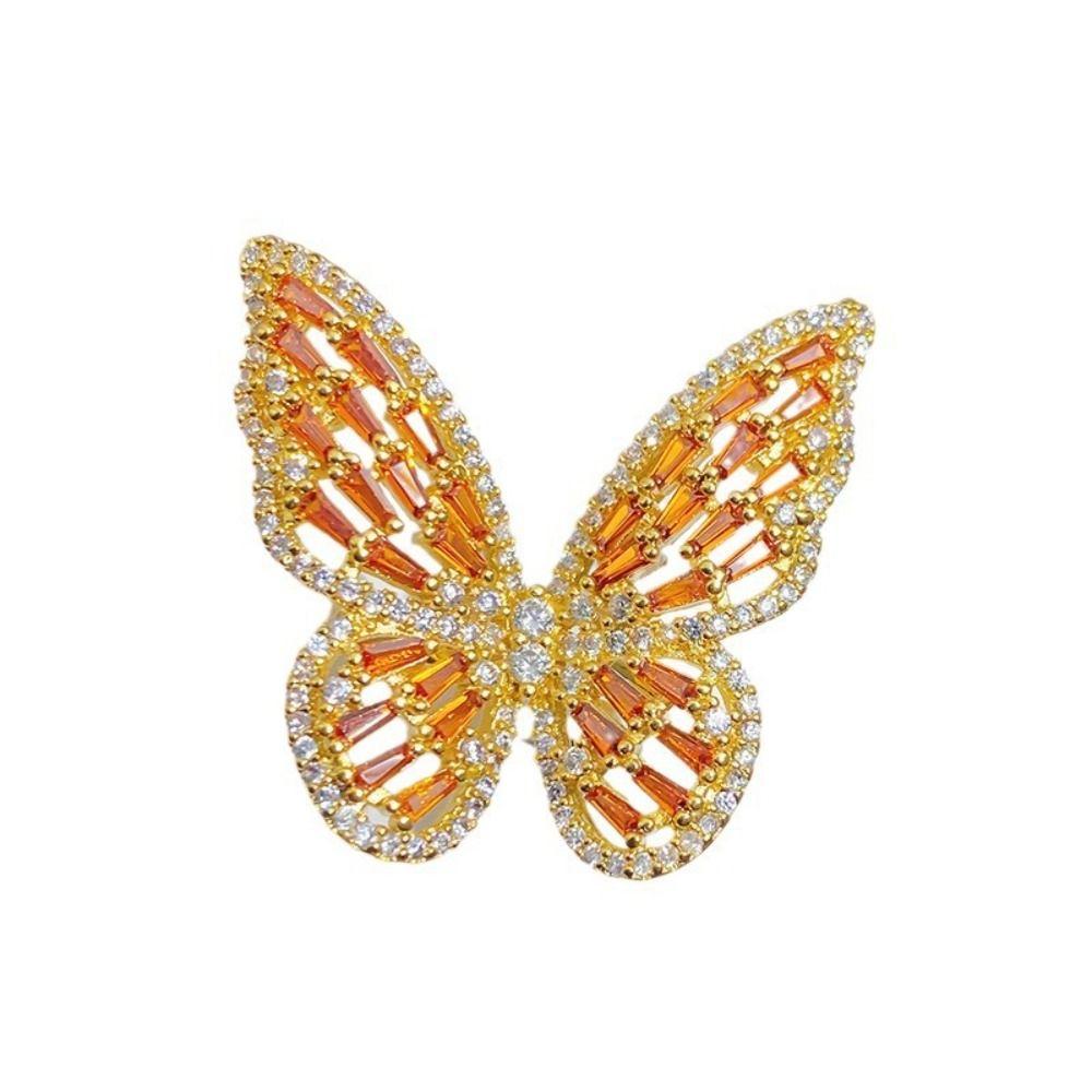 Forest Style Dreamlike Butterfly Ring Shiny Opening Ring Butterfly Engagement Rings Women Men