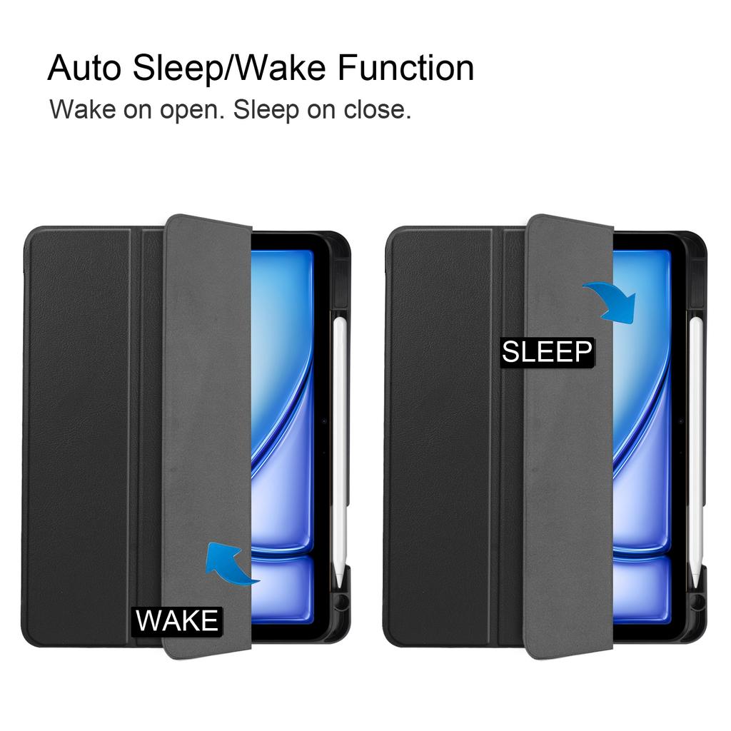 For iPad Air 11 (2025)/(2024) Case Tri-Fold Stand Protective Tablet Cover with Pen Slot