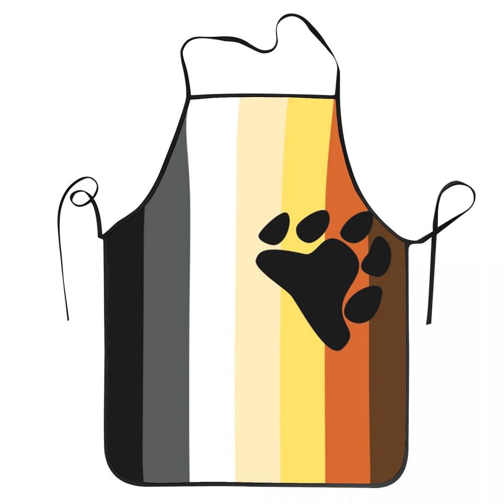 Distressed Gay Bear Pride Flag Stripe LGBT Lesbian Apron Chef Baking Tablier Bib Kitchen Cleaning Pinafore for Unisex Gardening