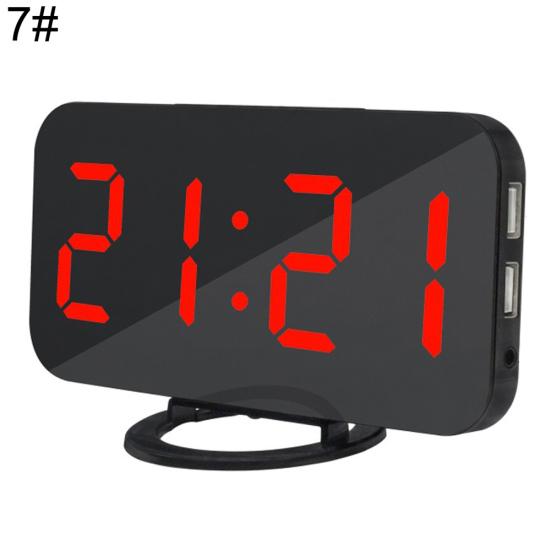 CO&LO Fashion Digital LED Mirror Dual USB Port Rechargeable Dimmer Snooze Alarm Clock