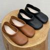 Fashion 2025 Autumn New Woman Round Flat Shoes Simple Retro Women's Casual Shoes Fashion Versatile Women Leather Shoes Zapatos De Mujer