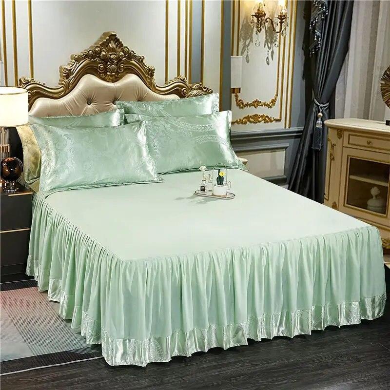 Plush Jacquard Bed Skirt Three-piece Sheet Bed Anti-slip Double Bed Spread Queen King Size Mattress Protective Cover