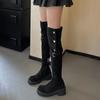 Retro Over The Knee Cowboy Boots Women Autumn Platform Shoes Fashion Suede Thigh High Knight Boots Chunky Heel Motorcycle Botas